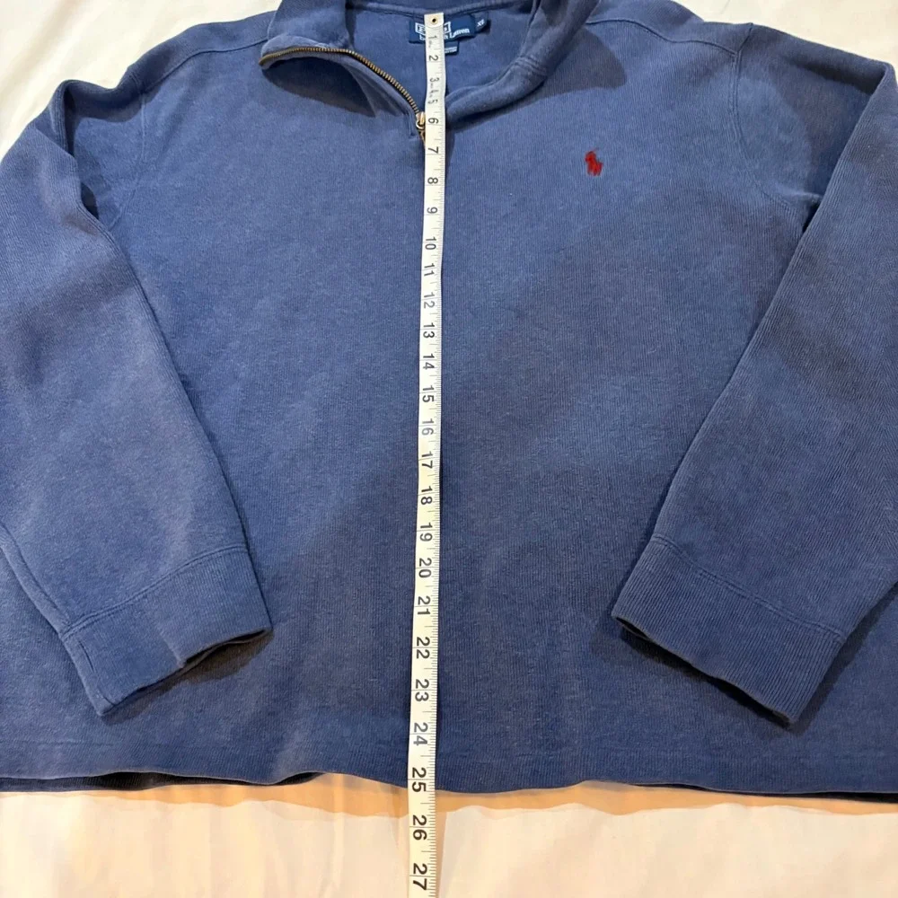 Polo Ralph Lauren Mens XL Blue 1/4‎ Zip Cotton Pullover Sweatery Red Pony Logo
